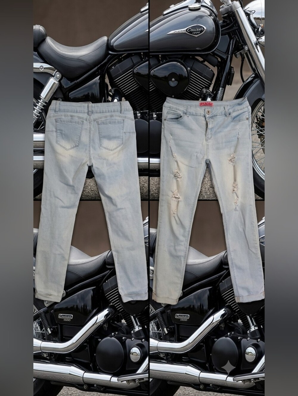 Wax Jean Light Blue Skinny Distressed Jeans